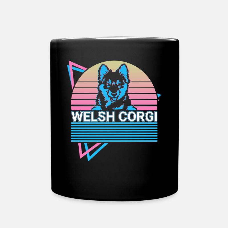 Welsh Corgi Retro - Tasse einfarbig - Schwarz