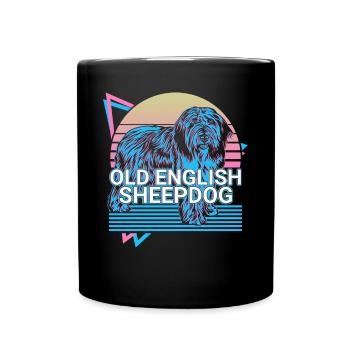 Old English Sheepdog Retro - Full Colour Mug - black - Front