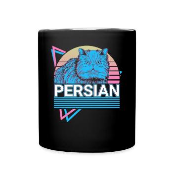 Perserkatze Retro - Tasse einfarbig - Schwarz - Vorne