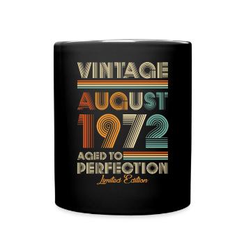 Vintage Aged To Perfection August 1972 - Full Colour Mug - black - Front