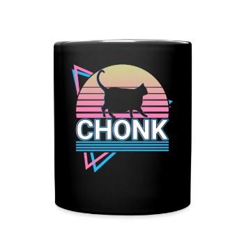Chonk Katze Retro - Tasse einfarbig - Schwarz - Vorne