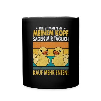 Entenspaß Quietscheenten Gelbe Enten Geschenk - Tasse einfarbig - Schwarz - Vorne