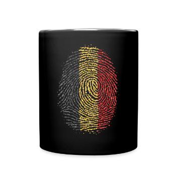 Belgien Belgier Belgisch Fingerabdruck Flagge - Tasse einfarbig - Schwarz - Vorne