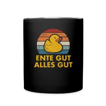 Vintage Enten Quietscheenten Ente Gut Alles Gut - Tasse einfarbig - Schwarz - Vorne