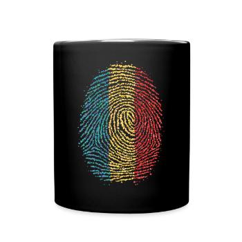 Romania Romanian Fingerprint Flag - Full Colour Mug - black - Front