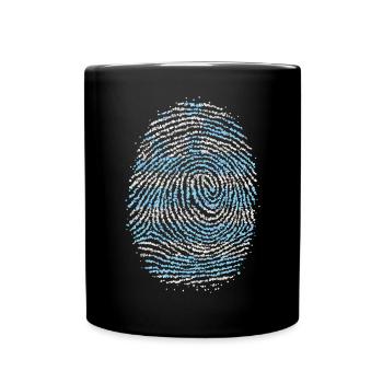 Greece Greek Fingerprint Flag - Full Colour Mug - black - Front