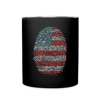 Vereinigte Staaten USA Amerika Fingerabdruck - Tasse einfarbig - Schwarz - Vorne