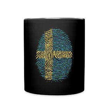 Suède Suédois Drapeau suédois d’empreintes digitales - Mug uni - noir - Devant