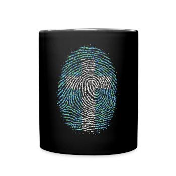 Jesus Christian Christ Fingerprint Cross - Full Colour Mug - black - Front