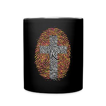 Cross Christ Pray Christian Fingerprint - Full Colour Mug - black - Front