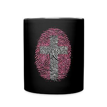 Fingerprint Cross Christ Christian Faith - Full Colour Mug - black - Front