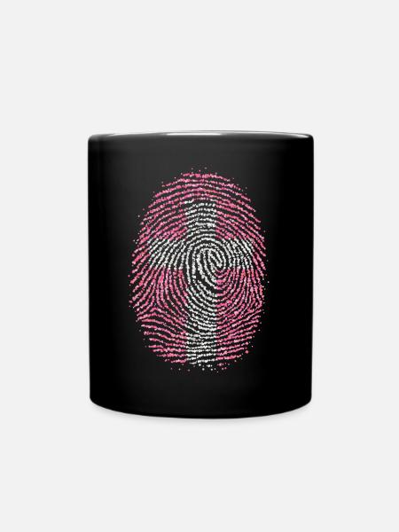 Fingerabdruck Kreuz Christ Christlich Glaube - Tasse einfarbig - Schwarz