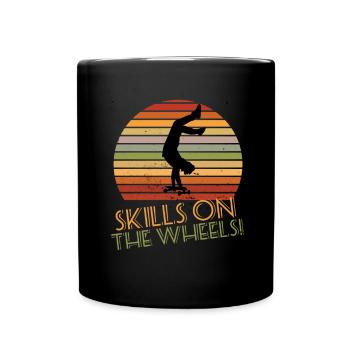 Fähigkeiten auf dem Räder Retro Skateboard - Tasse einfarbig - Schwarz - Vorne