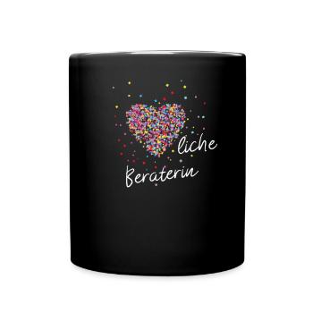 Beraterin mit Herz Geschenkidee - Tasse einfarbig - Schwarz - Vorne