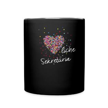 Secretary with Heart Office Office Life - Full Colour Mug - black - Front