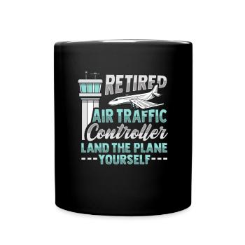 Airport tower design n retired air traffic controllers - Full Colour Mug - black - Front