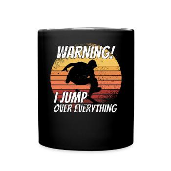 Warnung Ich springe über alles Skateboard -Skatebo - Tasse einfarbig - Schwarz - Vorne