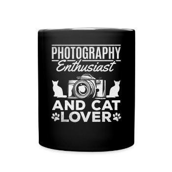 Photography enthusiast and cat lover photographer - Full Colour Mug - black - Front