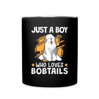 Boy the Bobtail loves Old English Shepherd - Full Colour Mug - black - Front