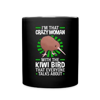 Verrückte Kiwi Vogel Frau Schnepfenstrauß - Tasse einfarbig - Schwarz - Vorne