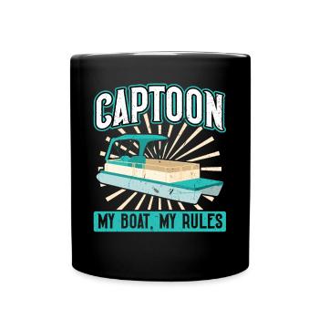 Captoon - My Boat My Rules - Pontoon Boat - Full Colour Mug - black - Front