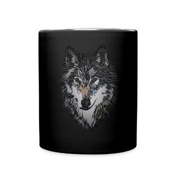 Siberian Husky Animal Motif Art Dog Print - Full Colour Mug - black - Front
