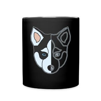 Siberian Husky Animal Motif Art Dog Print - Full Colour Mug - black - Front