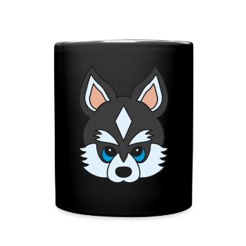 Siberian Husky Tiermotiv Kunst Hund Aufdruck - Tasse einfarbig - Schwarz - Vorne