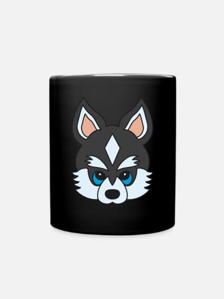 Siberian Husky Tiermotiv Kunst Hund Aufdruck - Tasse einfarbig - Schwarz