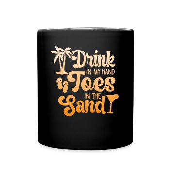 Boire dans mes orteils dans le sable Beach Holiday - Mug uni - noir - Devant