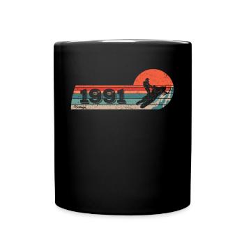 Snowmobile driver born in 1991 Birthday - Full Colour Mug - black - Front