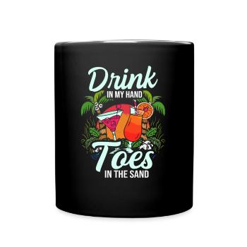 Boire dans mes orteils dans le sable Beach Holiday - Mug uni - noir - Devant