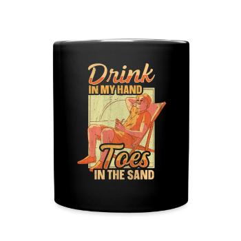 Boire dans mes orteils dans le sable Beach Holiday - Mug uni - noir - Devant