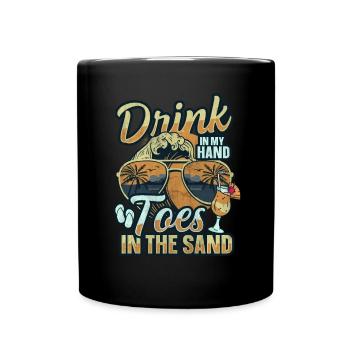 Boire dans mes orteils dans le sable Beach Holiday - Mug uni - noir - Devant