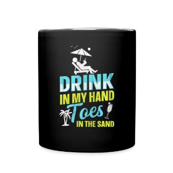 Boire dans mes orteils dans le sable Beach Holiday - Mug uni - noir - Devant