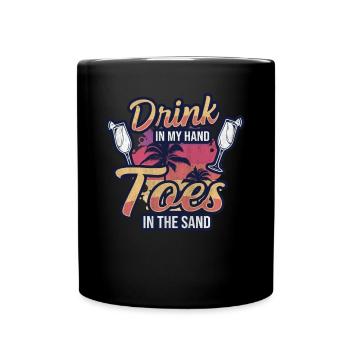Boire dans mes orteils dans le sable Beach Holiday - Mug uni - noir - Devant