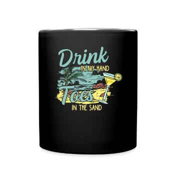 Boire dans mes orteils dans le sable Beach Holiday - Mug uni - noir - Devant