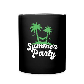 Summer Party / Holiday, Sea, Palm Trees - Full Colour Mug - black - Front