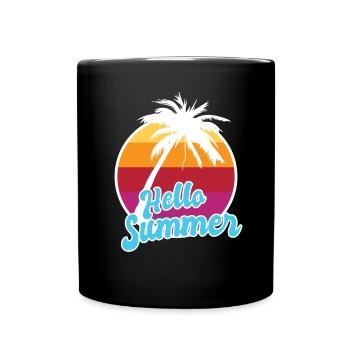 Bonjour été Tropical Summer Vacation / Plage Mer - Mug uni - noir - Devant