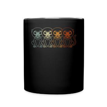 Retro Proboscis Affe Ape Tierpfleger - Tasse einfarbig - Schwarz - Vorne