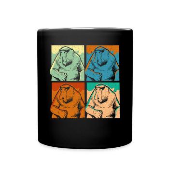 Retro Proboscis Affe Ape Tierpfleger - Tasse einfarbig - Schwarz - Vorne