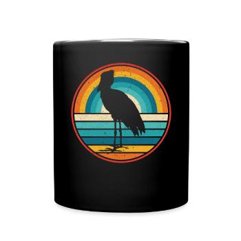 Retro Schuhschnabel Storch Vogel Flüsterer Walkopf - Tasse einfarbig - Schwarz - Vorne