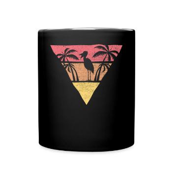 Retro Schuhschnabel Storch Vogel Flüsterer Walkopf - Tasse einfarbig - Schwarz - Vorne