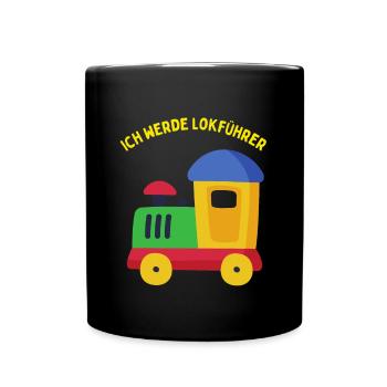 Ich werde Lokführer. Kindergeburtstag - Tasse einfarbig - Schwarz - Vorne