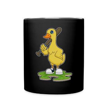 Ente Baseball Baseballschläger - Tasse einfarbig - Schwarz - Vorne