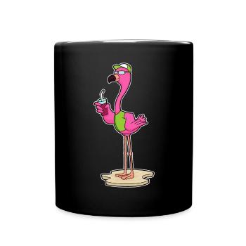 Lunettes de soleil flamant rose - Mug uni - noir - Devant