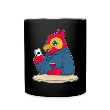 Papagei Poker Pokerkarten - Tasse einfarbig - Schwarz - Vorne