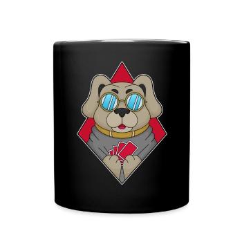 Hund Poker Pokerkarten - Tasse einfarbig - Schwarz - Vorne