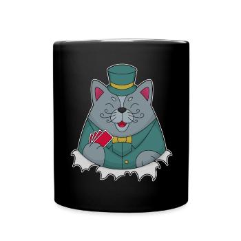 Katze Poker Pokerkarten - Tasse einfarbig - Schwarz - Vorne