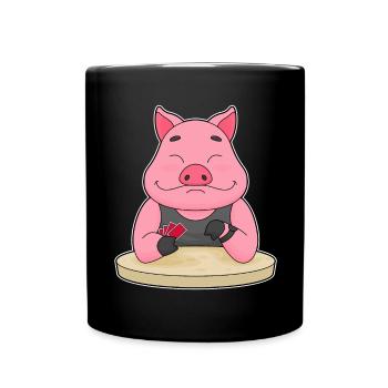 Schwein Poker Pokerkarten - Tasse einfarbig - Schwarz - Vorne
